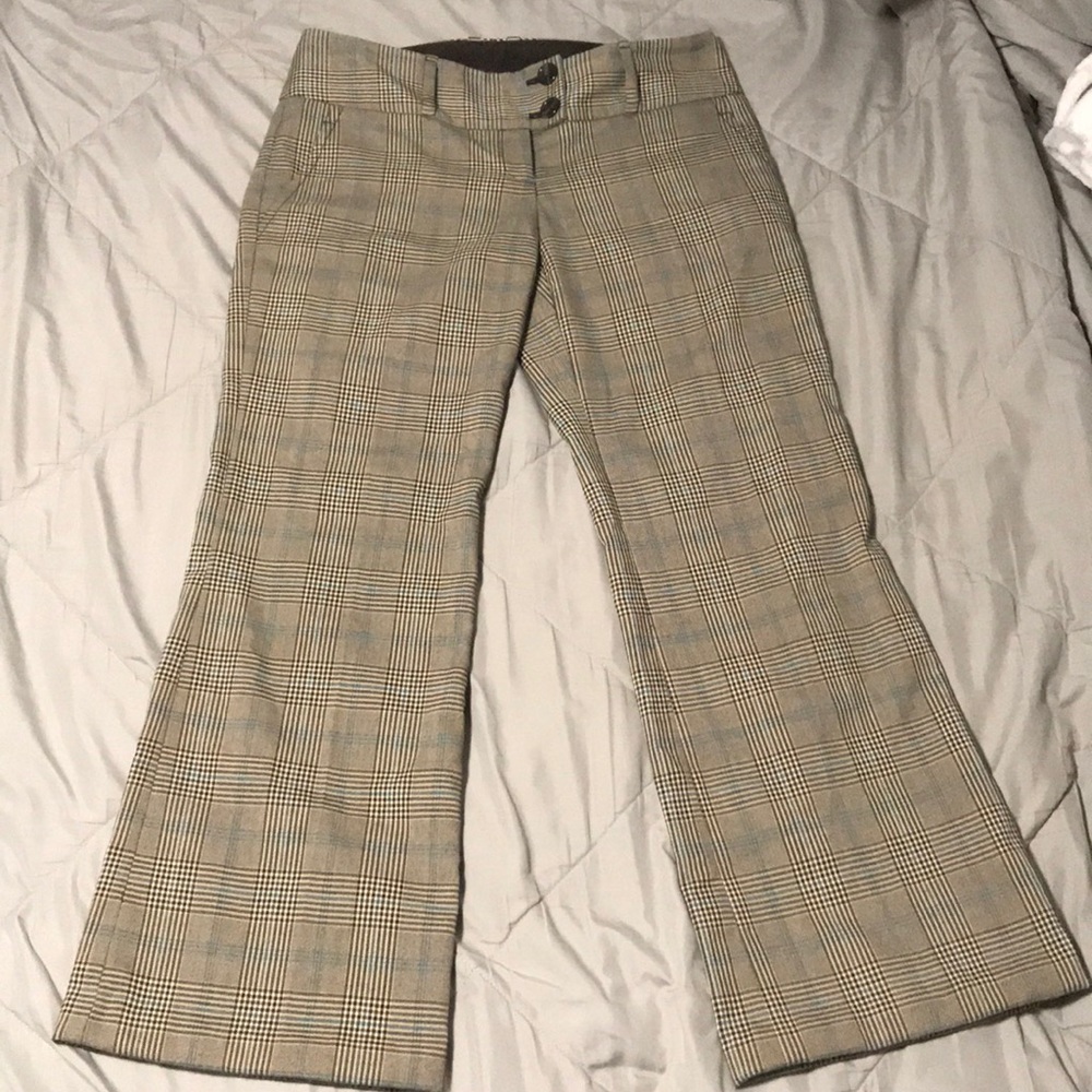 Plaid flare khakis